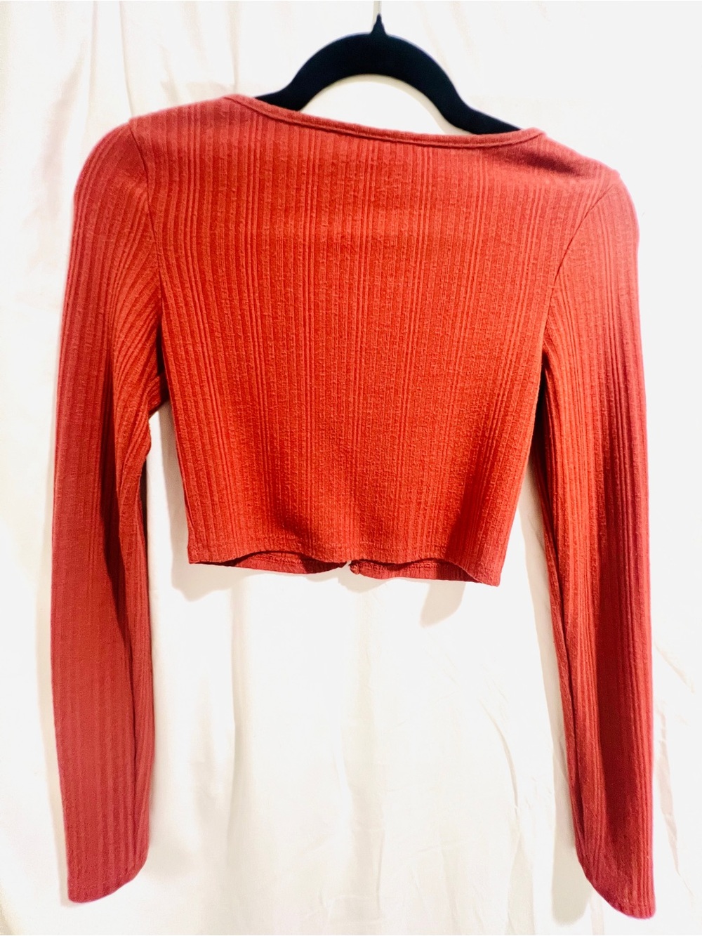H&M Ribbed Cropped Cardigan With Hook-Front Closure - Picture 4 of 5